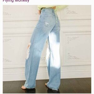 Wide-leg Denim Jeans Vintage Wash Faded Beach Surfer Y2K Super High Rise Flare